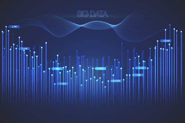 Kreative leuchtende digitale Big-Data-Kulisse Technologie- und Datenbankkonzept 3D-Rendering