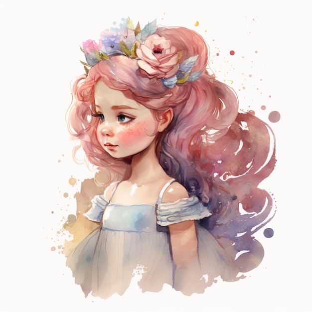 Kreative niedliche Aquarellkunst kleine Prinzessin