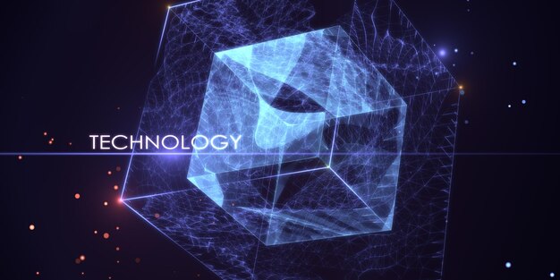 Kreative quadratische polygonale Technologietapete Geometrie Big Data und Tech-Konzept 3D-Rendering