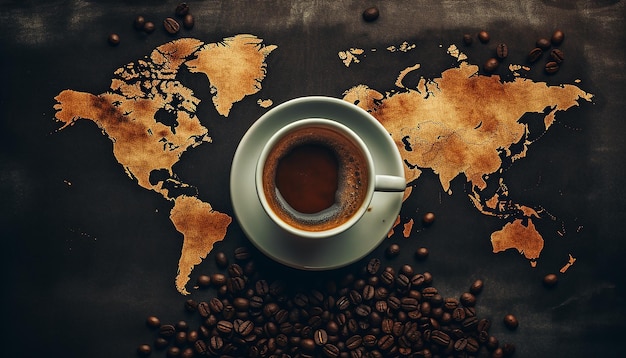 Kreative redaktionelle Fotografie zum Internationalen Kaffeetag