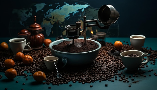 Foto kreative redaktionelle fotografie zum internationalen kaffeetag