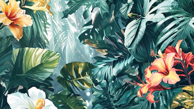 Kreativer natürlicher Hintergrund Goldene und grüne tropische Palmblätter Minimaler Sommer abstraktes Dschungel- oder Waldmuster Kopierraum