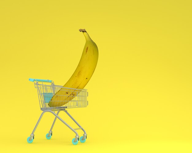 Kreativer Planeinkaufswagen mit Banane