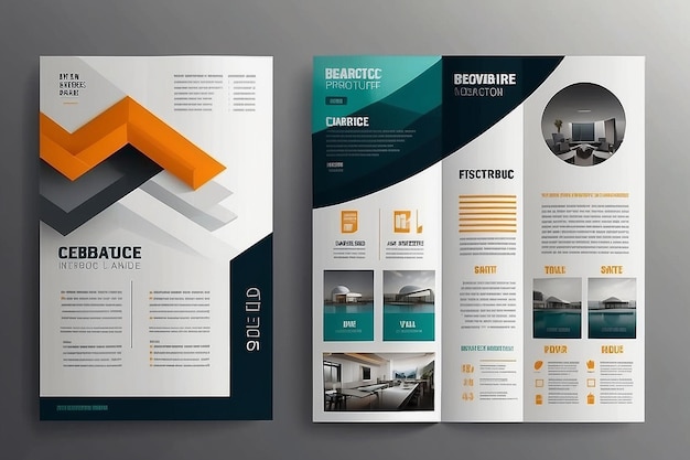 Kreatives Design der Broschüre Mehrzweckvorlage mit Cover, Rückseite und Innenseiten Trendiges minimalistisches flaches geometrisches Design