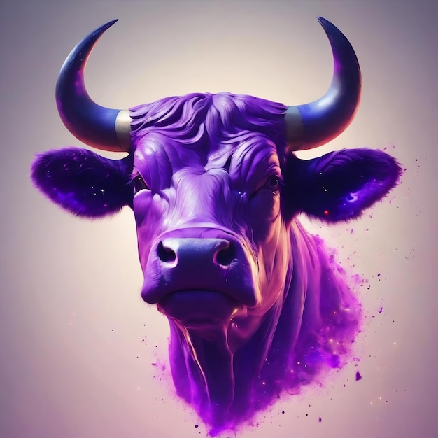 Kreatives lila digitales Stier Stier Textur Konstellation Finanzen und Zodiac Konzept 3D-Rendering