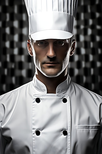 Foto kreatives mockup einer chefuniform, die aus der nähe mit einem dramat-uniform-kollektionsdesign fotografiert wurde