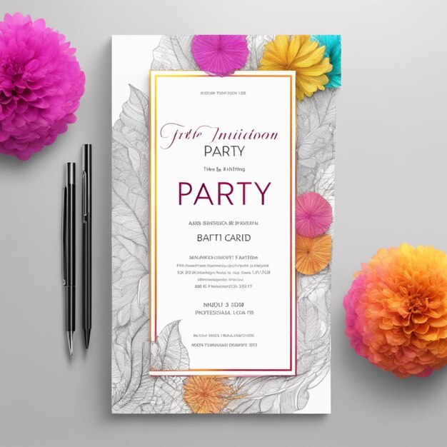 Foto kreatives, professionelles, lebendiges party-einladungskarten-design