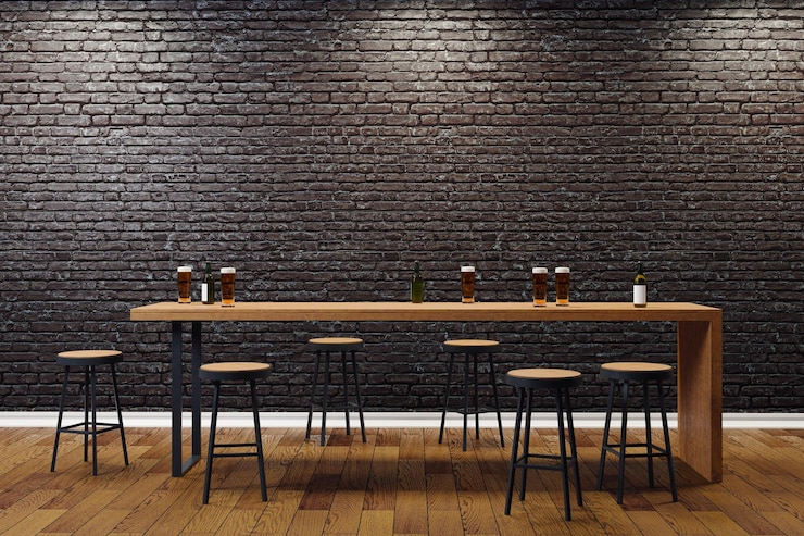 Foto kreatives schwarzes bar-interieur