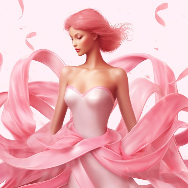 Krebs rosa Band um ein Mädchen in Rosa mit rosa Haaren von hoher Qualität