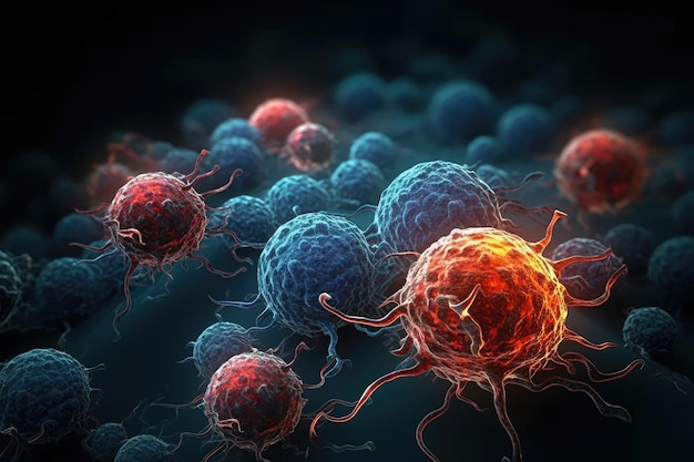 Krebszelle Onkologie Forschung Struktur Mutation somatische Zelle des Körpers genetische Veranlagung Neubildungen Krebserkrankung bösartiger Tumor Gefahr Angst vor dem Unbekannten