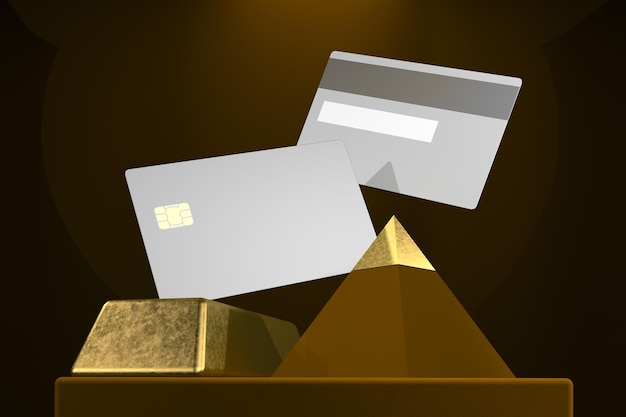 Kreditkarten mit Goldbarren auf der linken Seite
