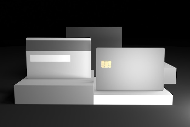 Kreditkarten Vorder- und Rückseite auf Ebenen Hintergrund