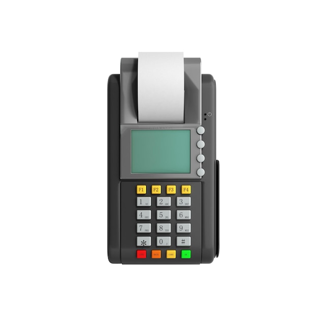 Kreditkartenterminal Maschinen 3D-Rendering auf Weiß