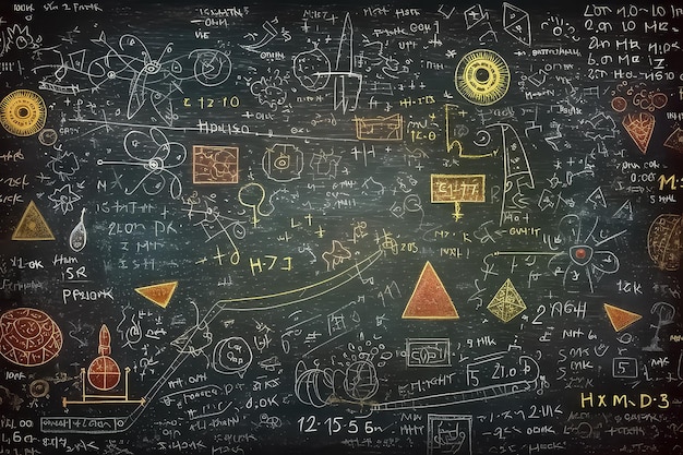 Kreide auf der Mathematiktafel mit Bildungskonzept