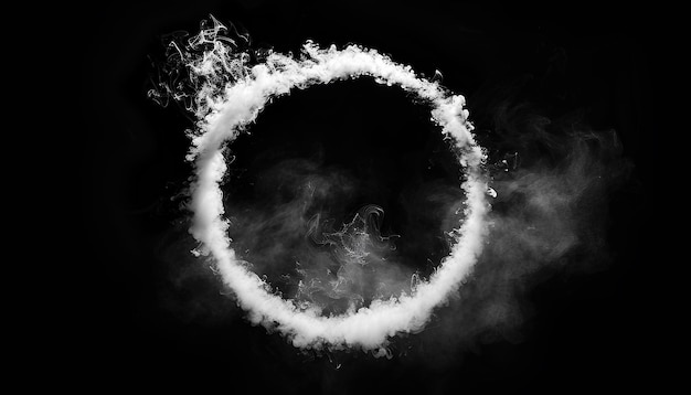 Kreis aus weißem Rauch auf schwarzem Hintergrund