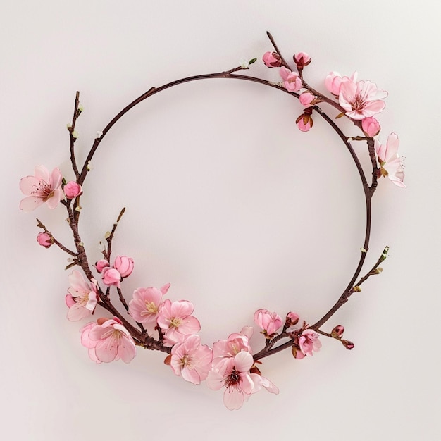 Kreis-dekorierte Frühlings-Kirscheblüte-Konzept