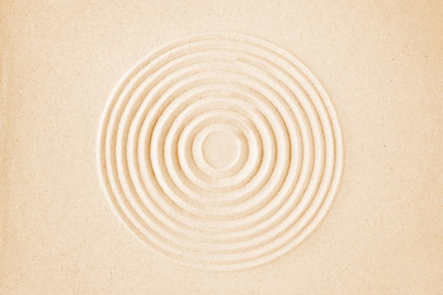 Kreis im Sand Japanische Gartenhintergrundszene des Zen