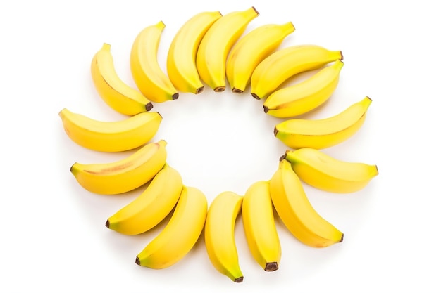 Kreis von Bananen isoliert auf weißem Hintergrund Generative KI