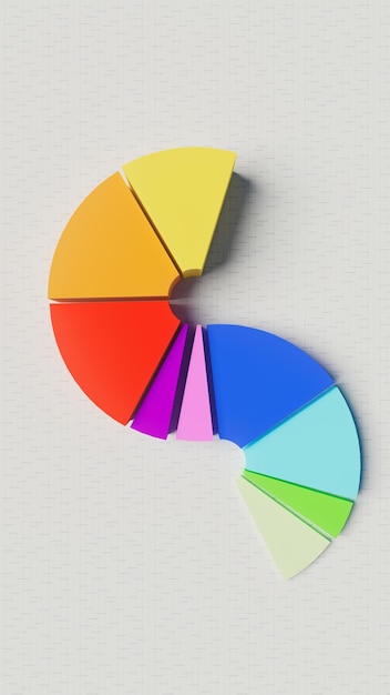 Foto kreisdiagramm in verschiedenen farben in form dessen auf weißem tisch statistiken finanzen bankwesen