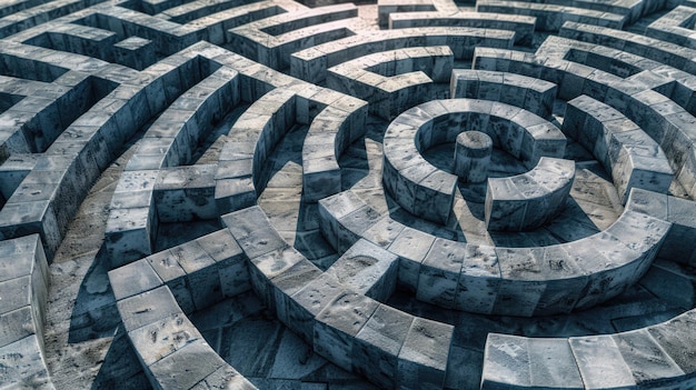 Kreislabyrinth-Abstrakt 3D-Labyrinth-Puzzle mit kreisförmigem Hintergrund