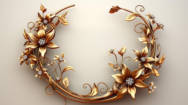 Kreisrahmen-Design in goldener Blumenfarbe