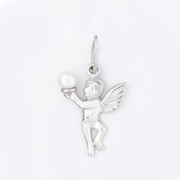 Kreuz Diamant Engel Anhänger Halskette Juwel isoliert weißer Hintergrund
