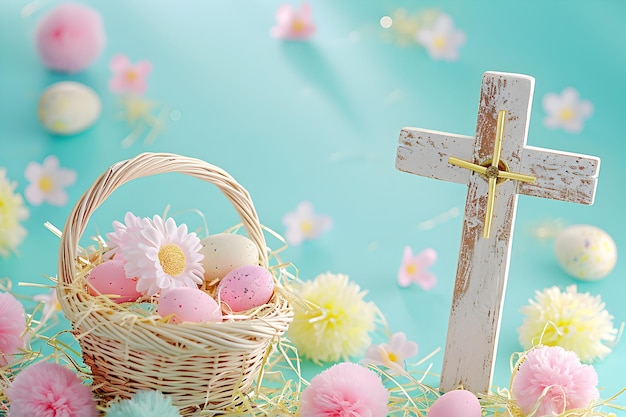 Kreuz, Symbol des Todes und der Auferstehung Glücklicher Osterhintergrund