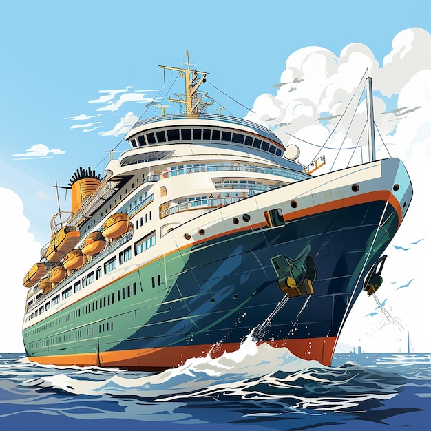 Kreuzfahrtschiff-Cartoon-Logo