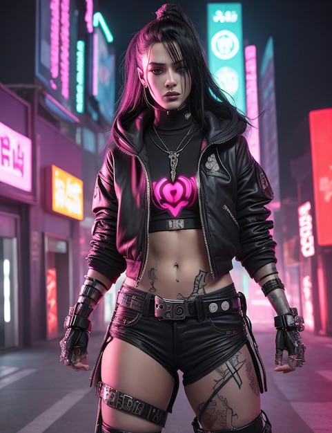 Krieger Cyberpunk Kleidung Streetwear Ästhetik Nacht Neon Cyberpunk