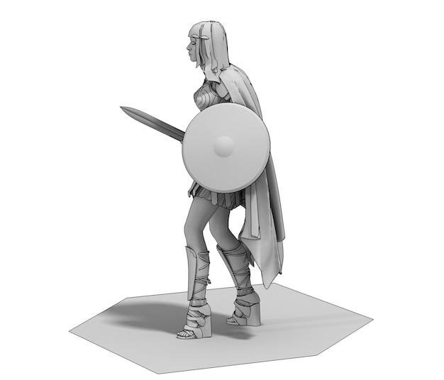 Kriegerfrau Charakter 3D-Rendering Illustration