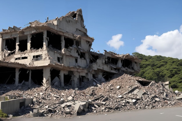 Kriegsgebiet zerstört Einsturz verlassen Gebäude in Japan generative Kunst von AI