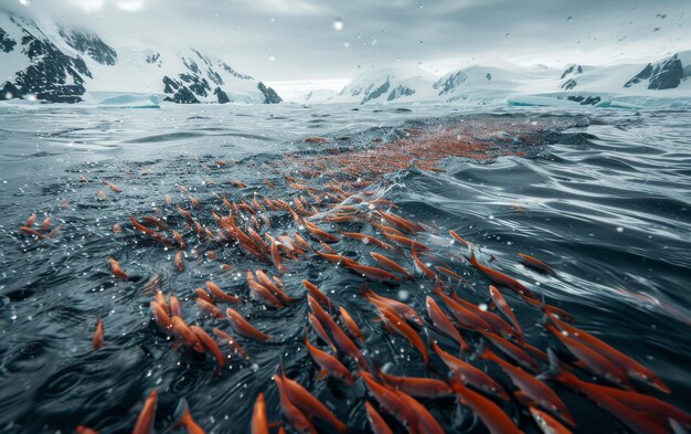 Foto krill ágil formando enxames maciços