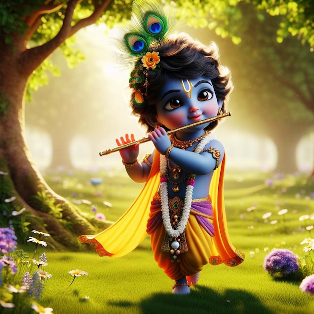 Krishna sosteniendo la flauta Ai generar