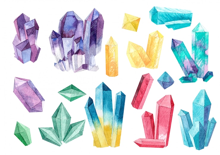 Foto kristall-set von aquarellen