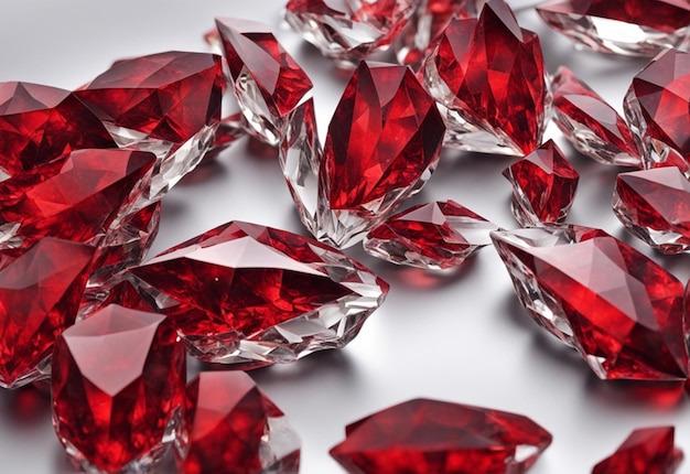 Kristalle leuchten rot gefärbt scharfe Kanten Nahaufnahme Generative KI