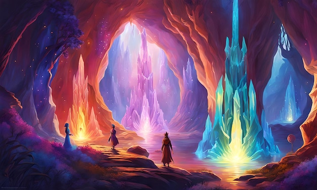 Kristallhöhlen der Elfen-Fantasie-Hintergrundbild