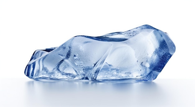 Kristallklare Eisblockwürfel auf weißer Oberfläche mit Reflexionswürfeln aus Eis