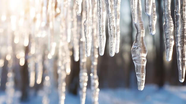 Foto kristallklare eiskugeln hängen vor einem winterlichen hintergrund