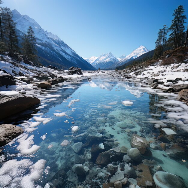 Kristallklare kalte Winterlandschaft Foto