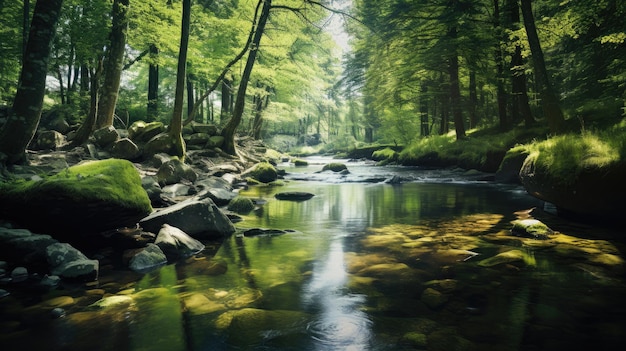 Kristallklarer Bach im Wald