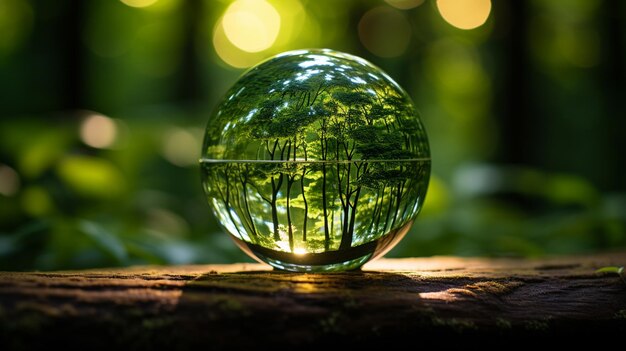 Kristallkugel setzt auf Moos Ökologie und Umwelt nachhaltiges Konzept Hochwertiges Foto