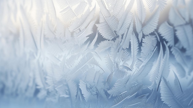 Foto kristallweißes frostmuster auf einem kalten morgenglas