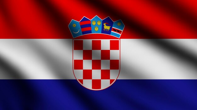 Kroatien-Flagge weht im Wind Ganze Seite Kroatien-Flagge 3D-Darstellung