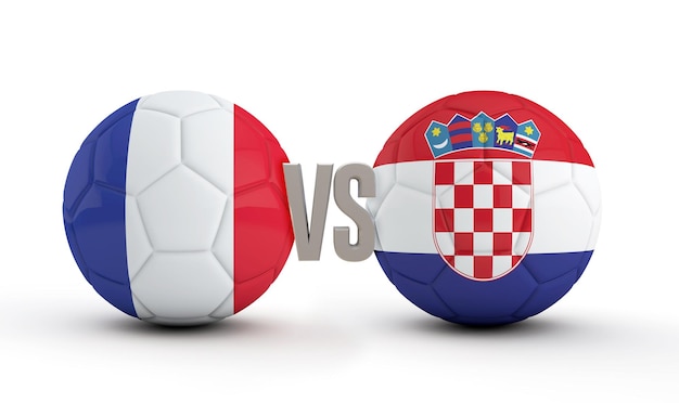 Kroatien gegen Frankreich Fußballspiel 3D-Rendering