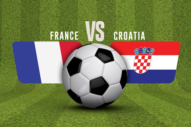 Kroatien gegen Frankreich Fußballspiel 3D-Rendering