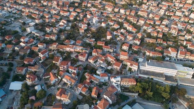 Kroatien Stadt Rovinj Drohnenaufnahme Panorama