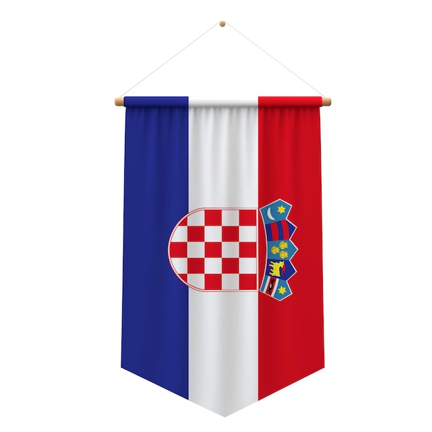 Kroatische Flagge Stoff hängende Banner 3D-Rendering