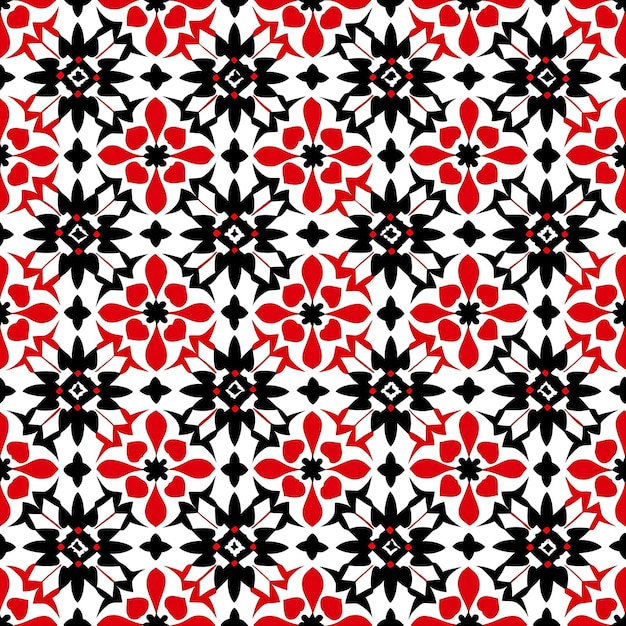Kroatische Muster mit traditioneller Stickerei Rote und weiße nahtlose Fliesen Nationale Kunst Design Tinte