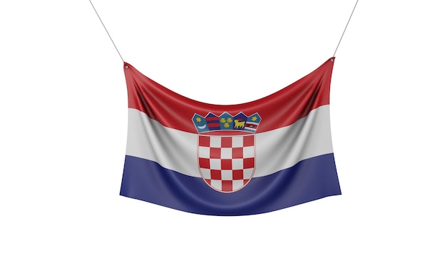 Kroatische Nationalflagge hängendes Stoffbanner d-Rendering