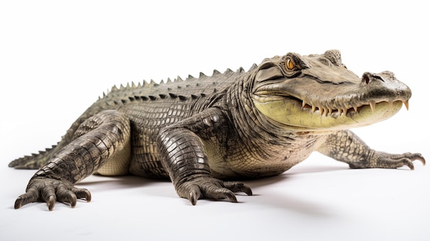 Krokodile auf weißem Hintergrund sind große halbwasserlebende Reptilien